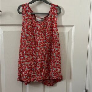 Classic Vibrant Red Floral Blouse